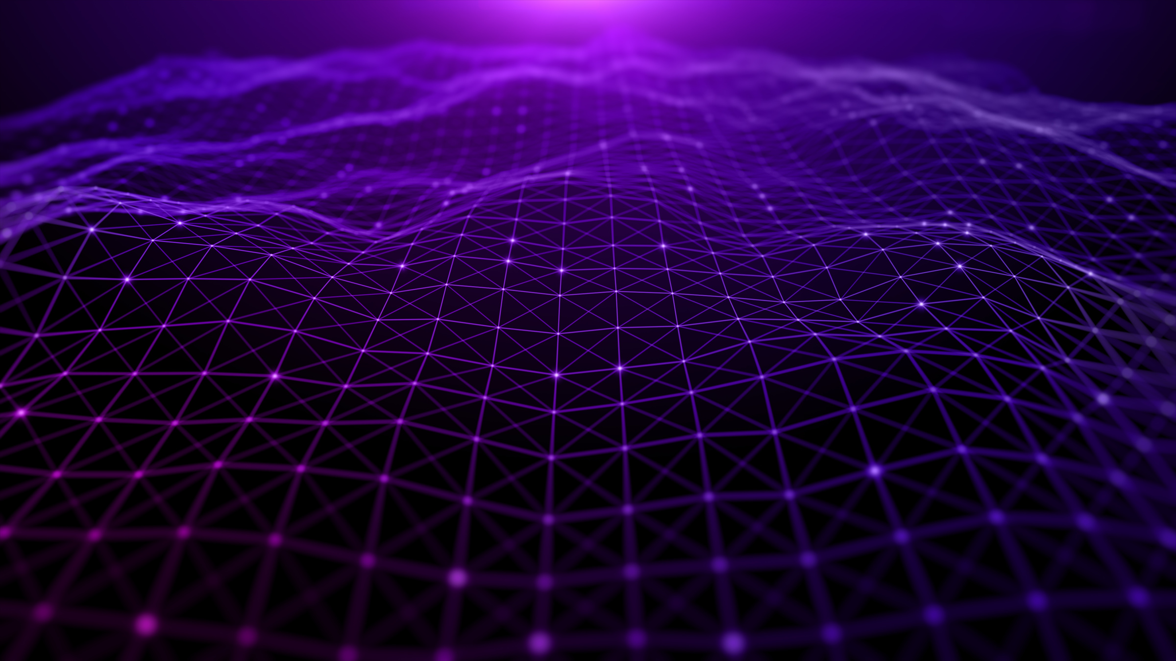 Digital Cyberspace Futuristic, Purple Color Particles Wave Flowi
