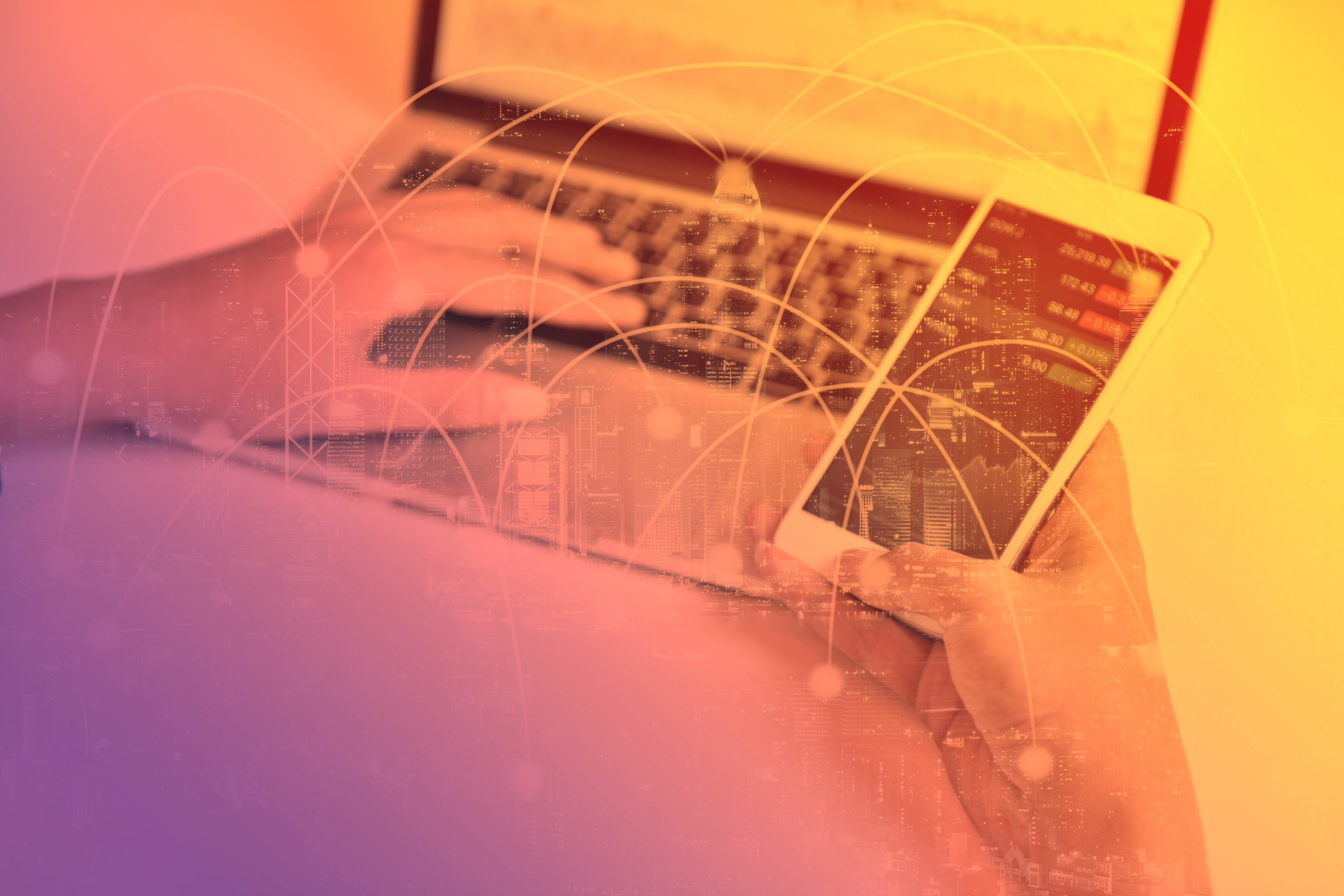 Stock market concept with cityscape background,real estate concept.